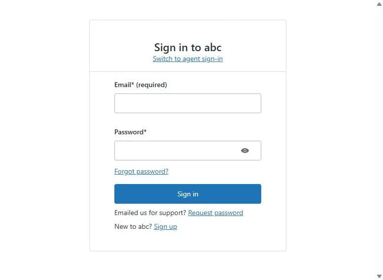 Zendesk's own sign-in page for your account.